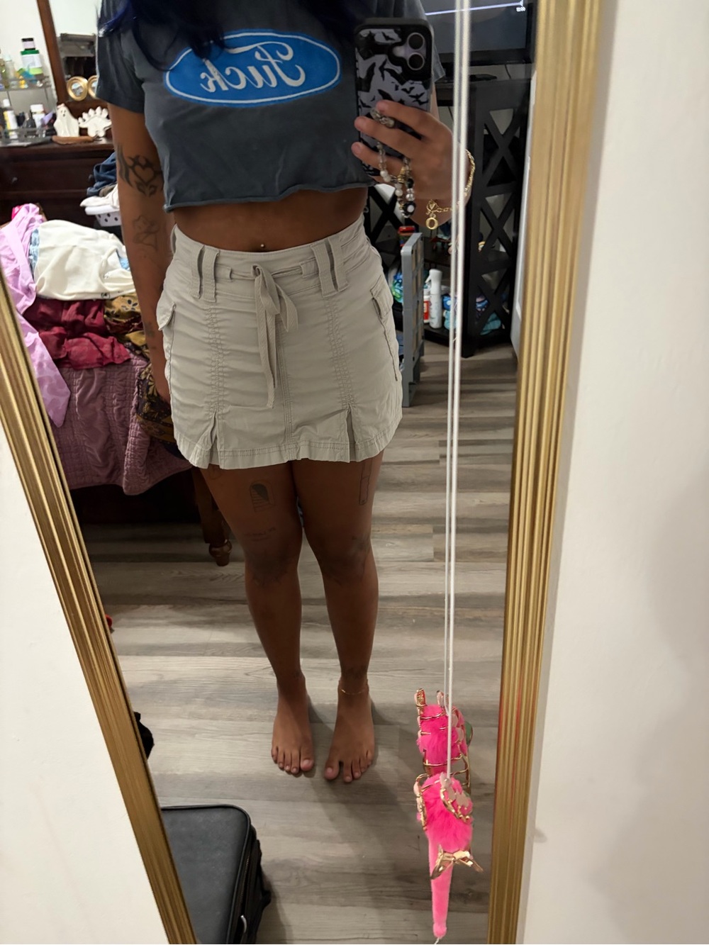 Hollister Cream Tie-Front Mini Skirt